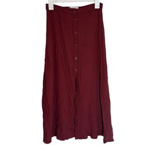 Urban Outfitters Burgundy Button-Front Maxi Skirt